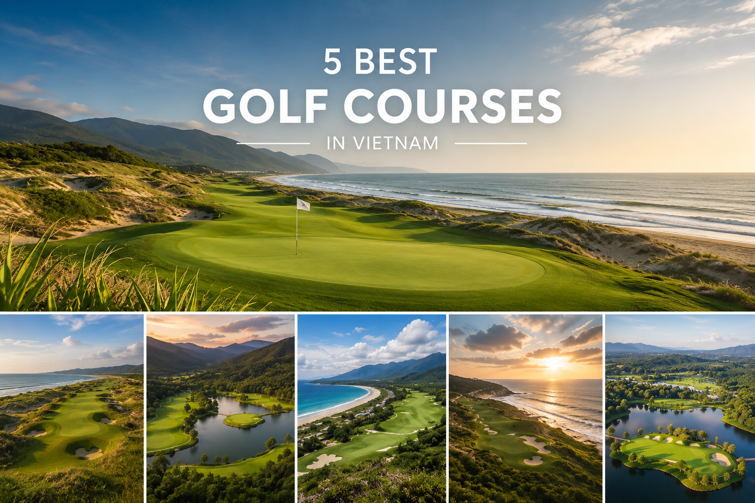 Best golf courses in Vietnam including Hoiana Shores, Ba Na Hills, Laguna Golf Lang Co, The Bluffs Ho Tram Strip and BRG Kings Island