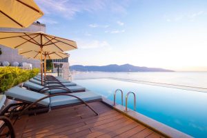 Rooftop infinity pool at TMS Hotel Da Nang with ocean view