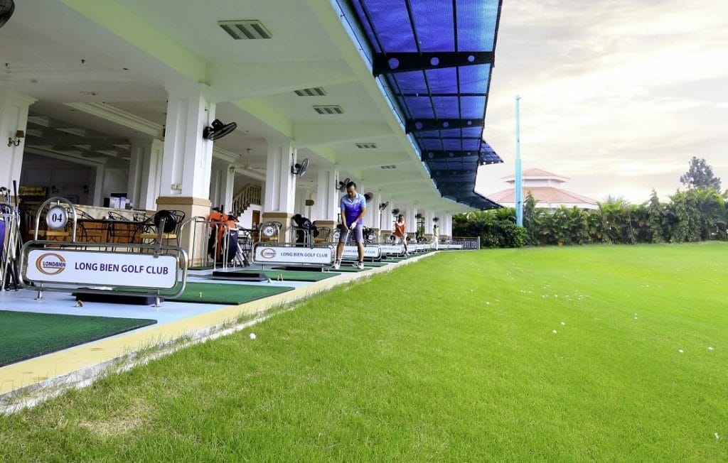 Covered driving range bays at Long Bien Golf Club, Hanoi