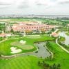 Long Bien Golf Course Hanoi seen from above, showing water hazards, bunkers and the clubhouse