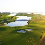 Tuan Chau Golf Resort aerial view of links-style fairways and water hazards