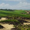 18th hole of the FLC Quy Nhon Mountain Course across sandy dunes