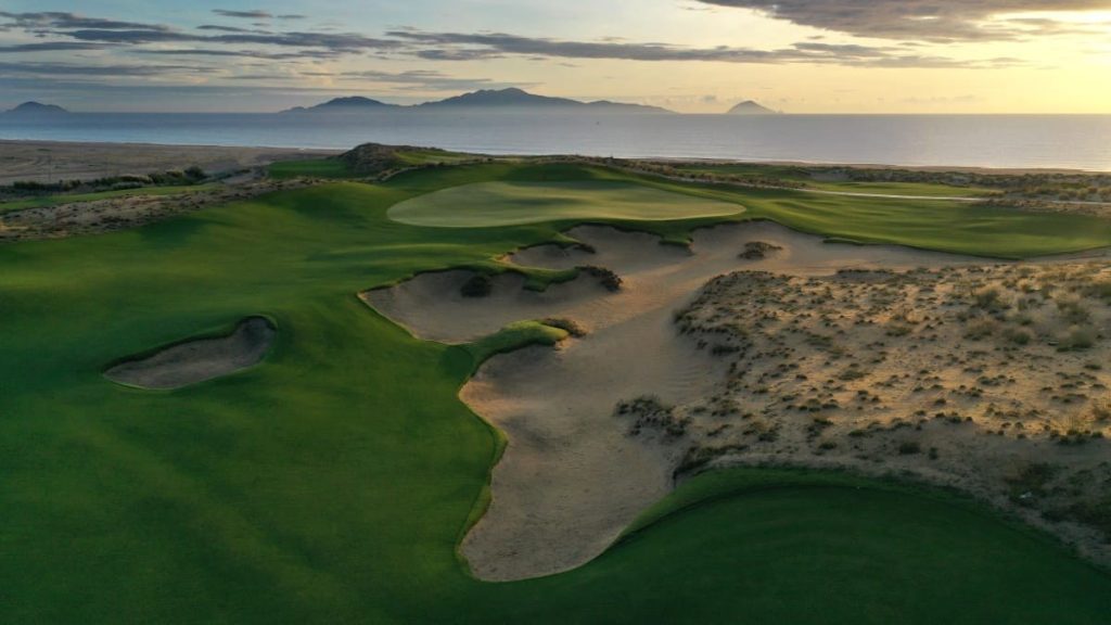 Hoiana Shores Golf Club – golf club 2 green bunker sunset sea, Da Nang, Vietnam