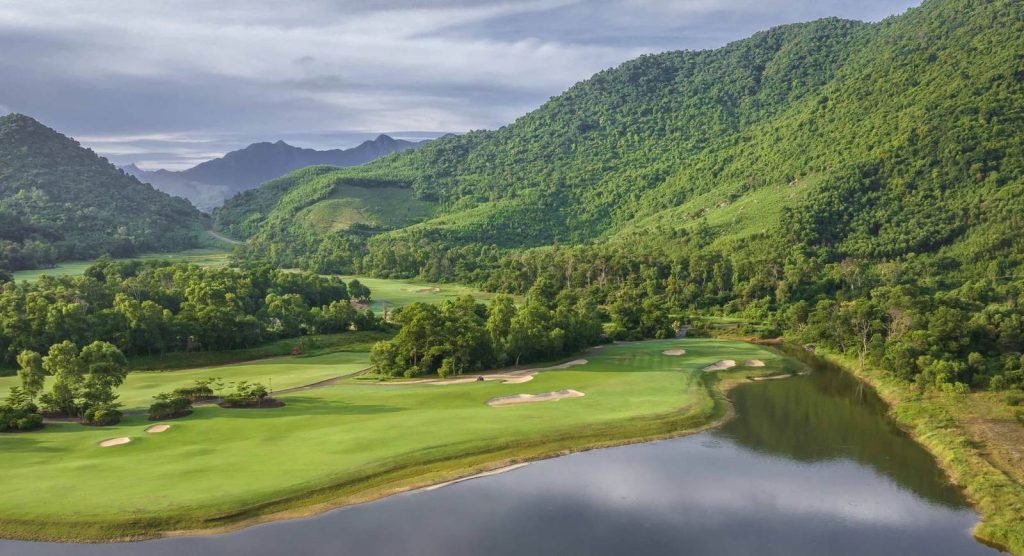 Laguna Golf Lang Co – lake fairway mountains, Da Nang, Vietnam