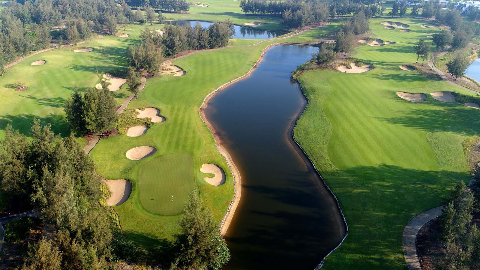Montgomerie Links Vietnam – aerial water hazard, Da Nang, Vietnam