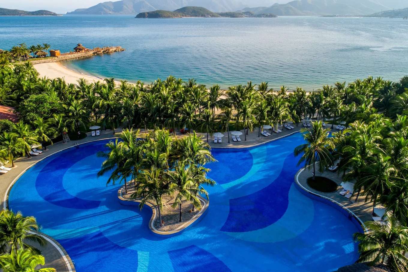 Lagoon pool beside the beach at Vinpearl Luxury Nha Trang