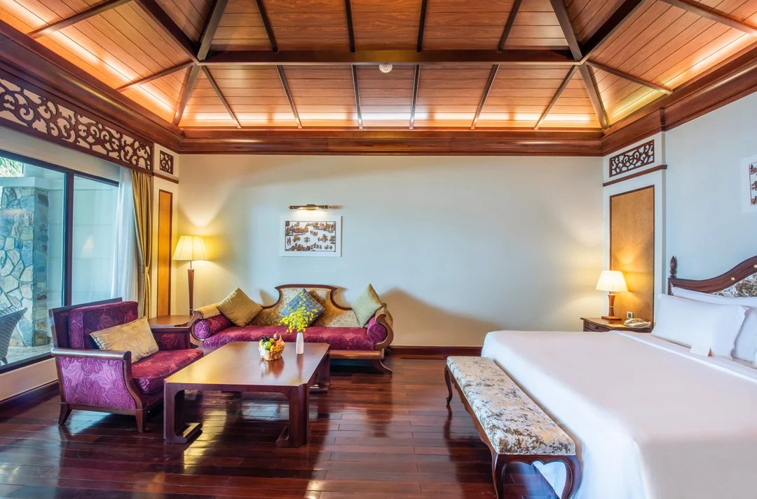 Villa bedroom and living area at Vinpearl Luxury Nha Trang