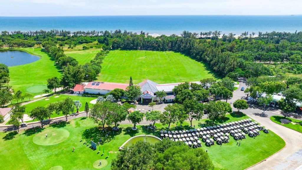 Aerial view of the clubhouse and course at Vung Tau Paradise Golf Resort